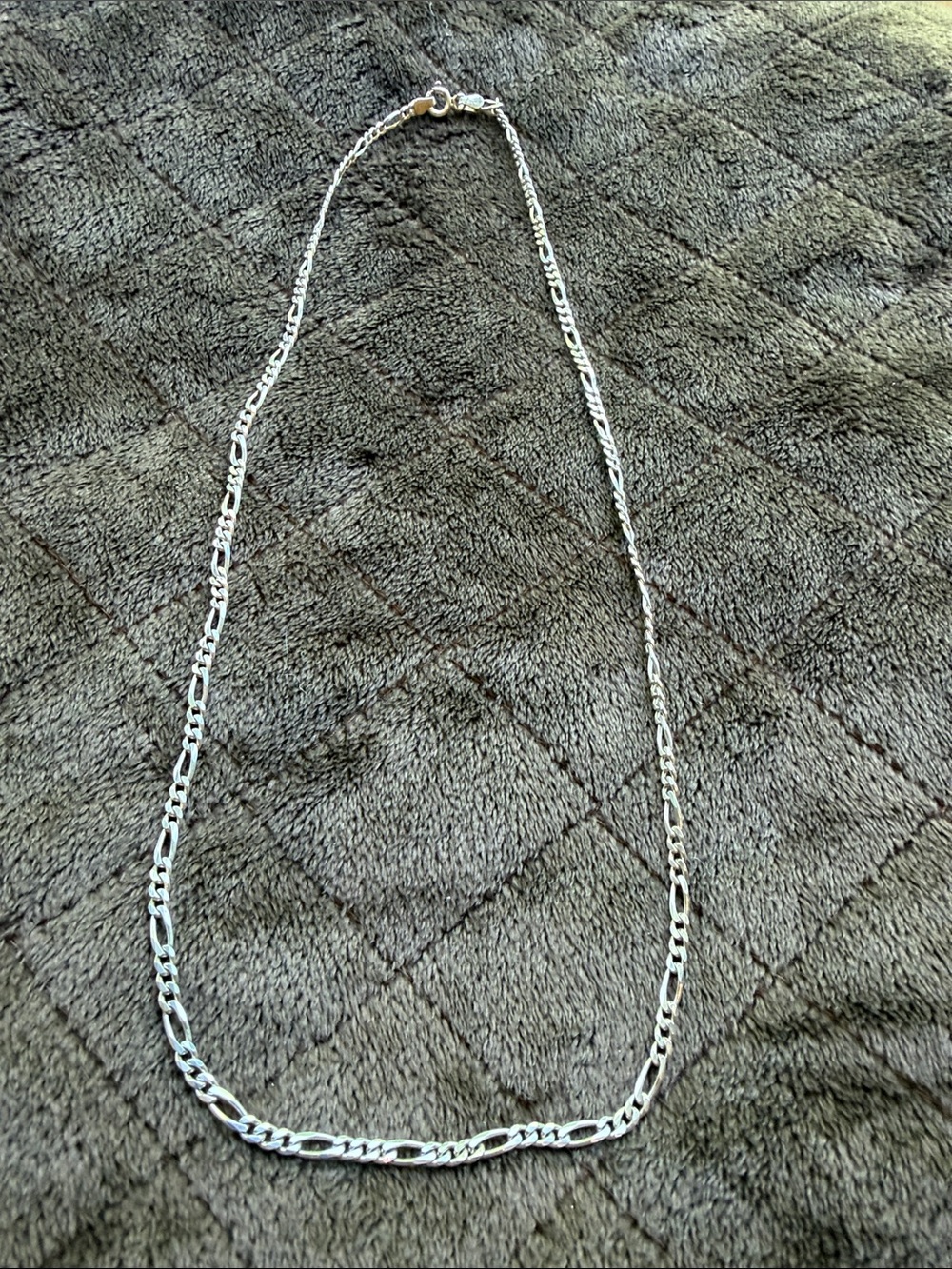 Sterling Silver 925 Italy Figaro Chain Necklace